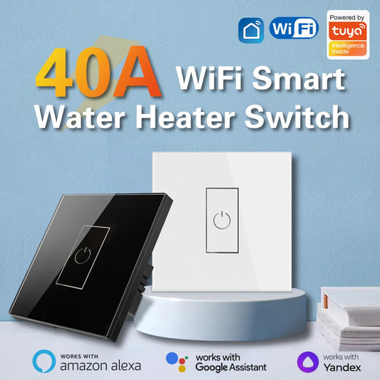 Smart Life WiFi 40A High Power Switch for Boiler Water Heater Air Conditioner Tuya App Control Works with Alexa Google Home