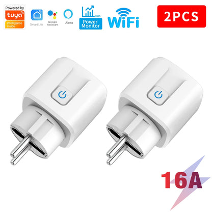 Smart Plug WiFi Socket EU 16A/20A With Power Monitor Timing Function Tuya Smart Life APP Control Works With Alexa Google Home