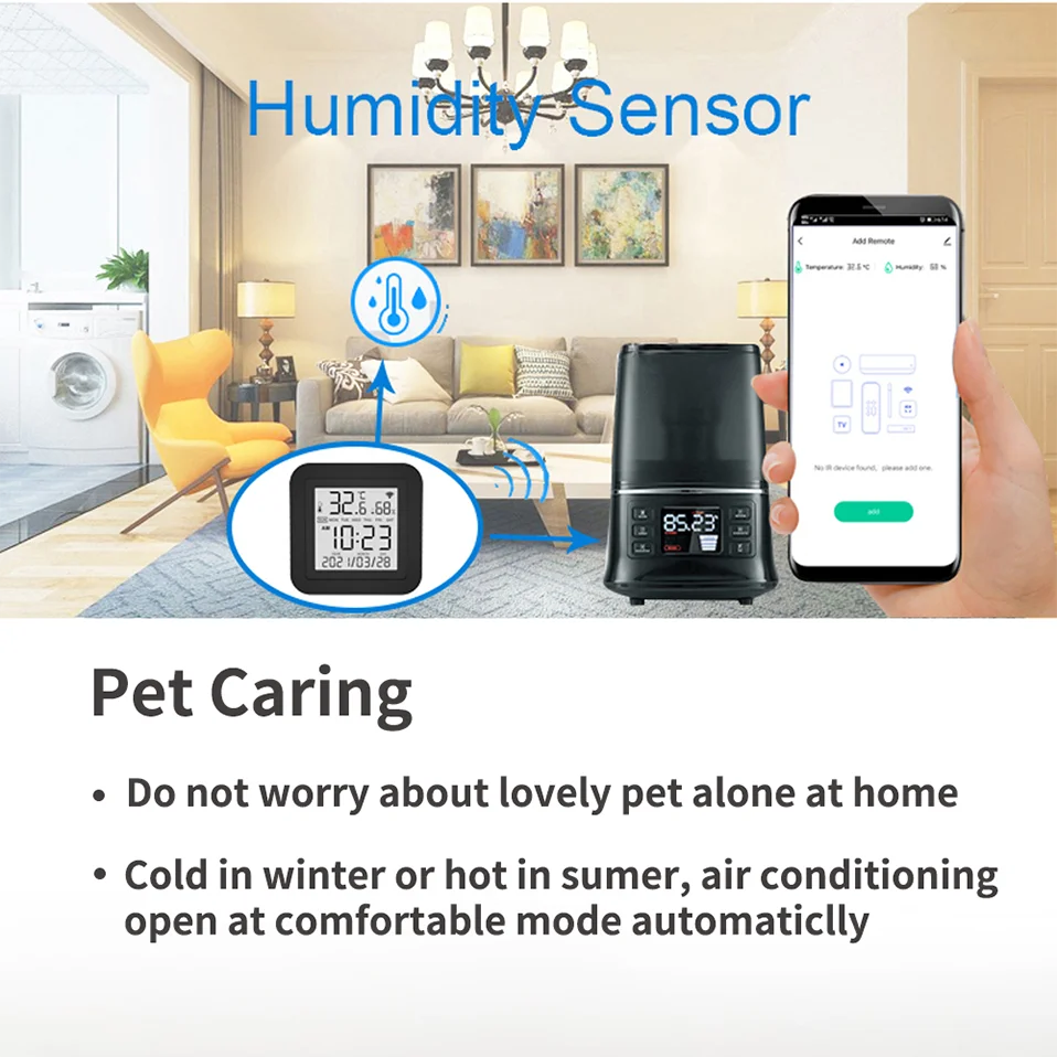 Tuya Smart Universal IR Remote WiFi Temperature Humidity Sensor for Air Conditioner TV AC Works with Alexa Google Home Yandex