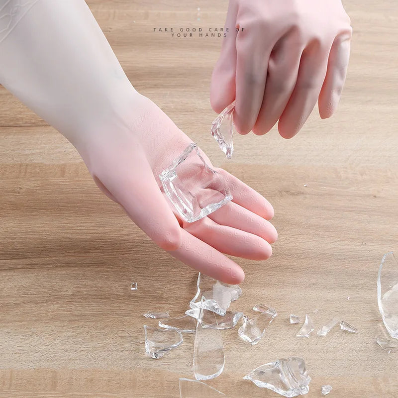 Fairy Pink Gradient Waterproof Latex Gloves for Women Thin Laundry Housework Cleaning Gloves Kitchen Durable Dishwashing Gloves