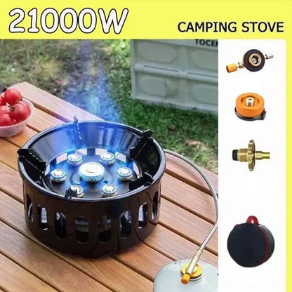 19800/20000W 7-Core Camping Stove High-Power Gase Burner Windproof Stove Electronic ignition Outdoor Stoves Hiking Camping 2023