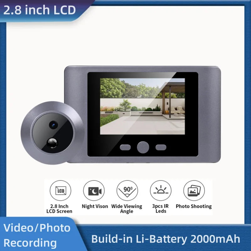 Wireless Home Security Peephole Video Doorbells 480P Digital Door Peepholes with Camera Mic Support Video Record No APP No Wifi