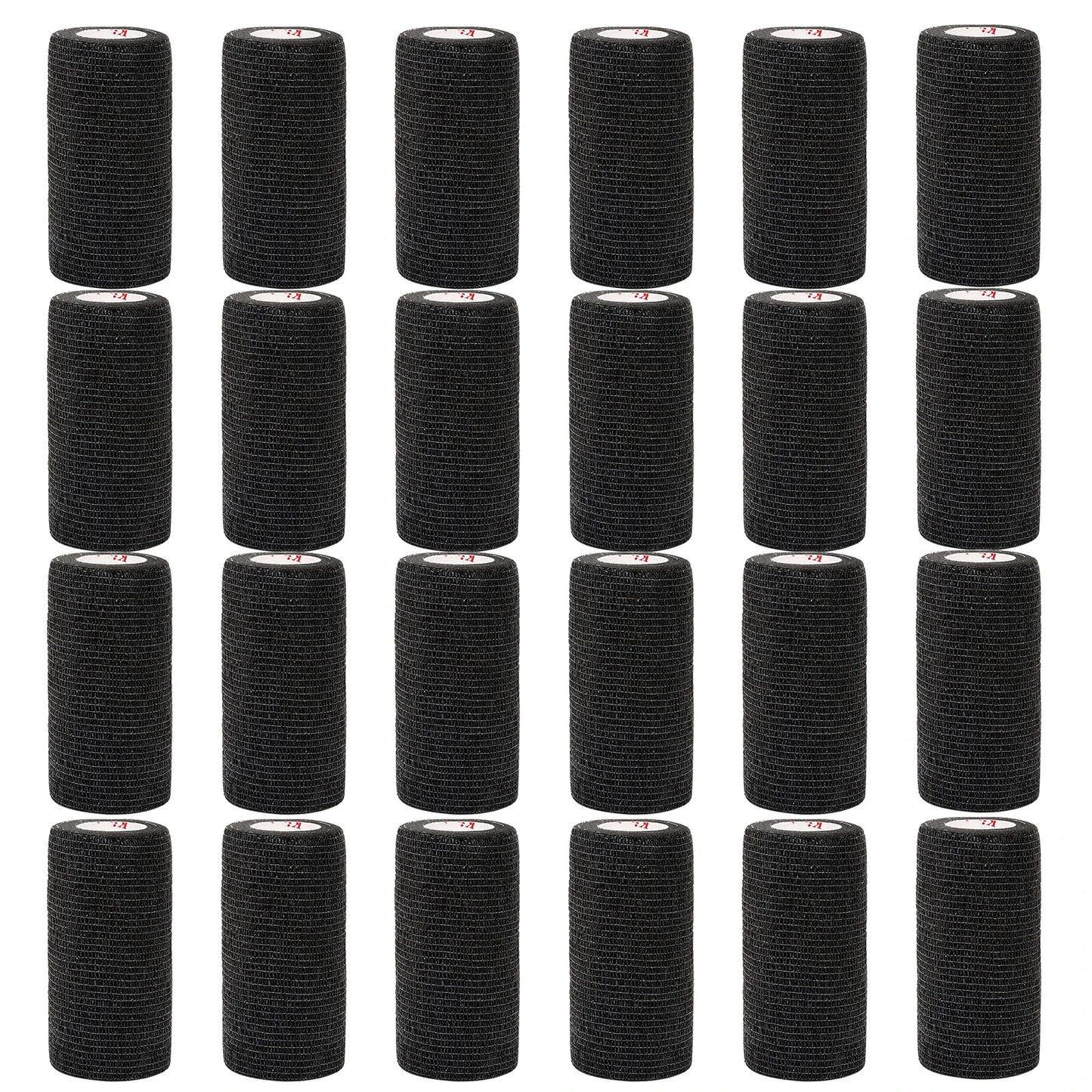 24Rolls Kindmax Self Adhesive Bandage Black, Elastic Breathable Sports Non-woven Wrap Finger Tape For Wrist Ankle First Aid