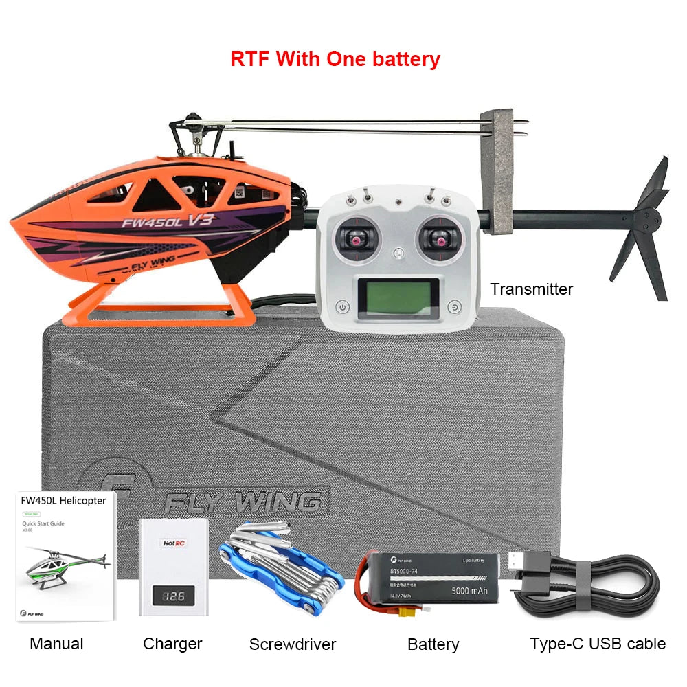 FLYWING FW450 RC 6CH 3D FW450L V3 Smart GPS FBL Gyro Helicopter  RTF H1 Flight Controller Brushless Motor Drone Quadcopter
