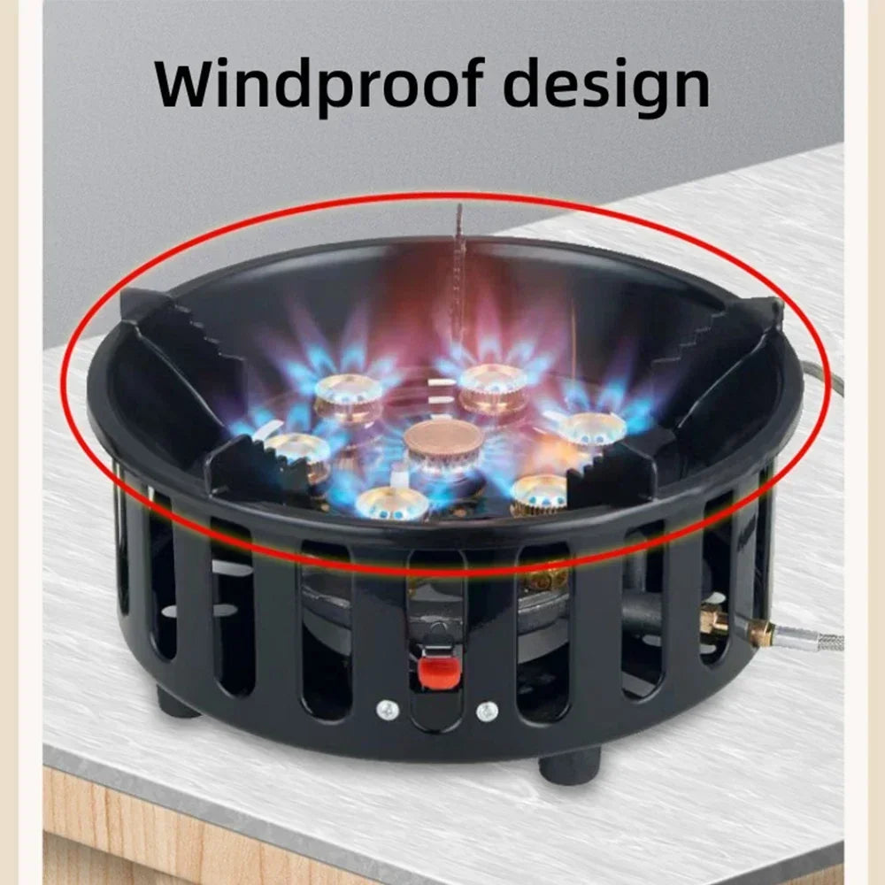 19800/20000W 7-Core Camping Stove High-Power Gase Burner Windproof Stove Electronic ignition Outdoor Stoves Hiking Camping 2023