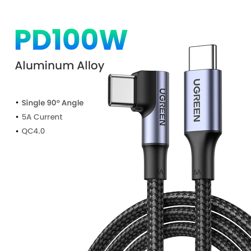 UGREEN 100W USB C To Type C Cable for iPhone 15 Macbook Samsung Xiaomi POCO Games Angle PD Fast Charging Cable Data USB Cable 5A