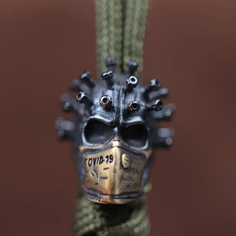 Surgical Mask Skull Head Brass Knife Beads Outdoors EDC DIY Tools Paracord Lanyard Pendants Keychains Accessories Punk Jewelry