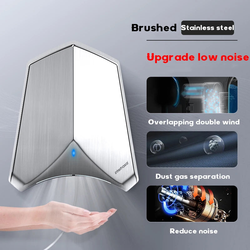 interhasa! Automatic Jet Hand Dryer Induction Hot and Cold Infrared Sensor HEPA Filter High Power Hand Dryer Bathroom Hotel