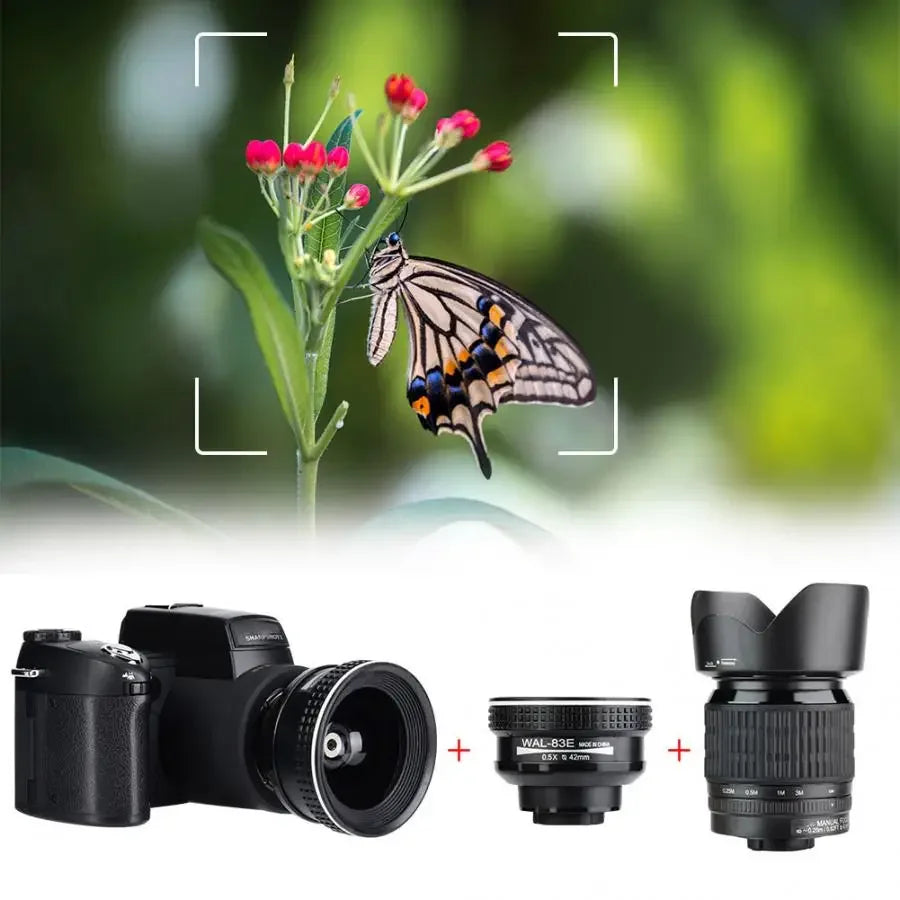 HD 2024 POLO Camera Digital Camera 33Million Pixel Auto Focus Professional SLR Video Camera 24X Optical Zoom Three Lens Bag