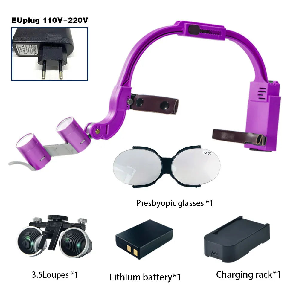 Dental 2.5X 3.5X 5X 6X Optional Loupe Magnification Binocular Surgical Magnifier with Headlight LED Light Dentist Medical Loupes