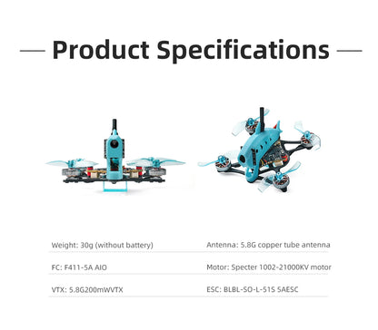 HGLRC Drashark 75mm 1.6 Inch F4 1S Toothpick FPV Racing Drone BNF with 200mW VTX CADDX FPV Camera