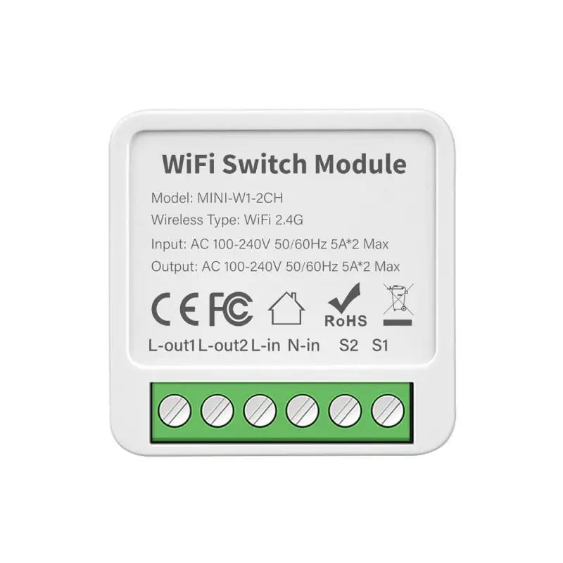 WiFi Smart Mini Switch Tuya Smart 1/2/3/4 Gang Switch 2 Way Control Breaker Module Works With Alexa Google Home Alice Smart Life