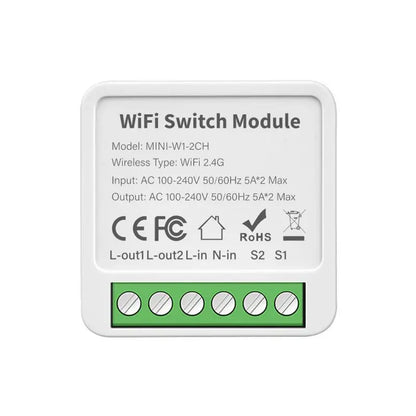 WiFi Smart Mini Switch Tuya Smart 1/2/3/4 Gang Switch 2 Way Control Breaker Module Works With Alexa Google Home Alice Smart Life