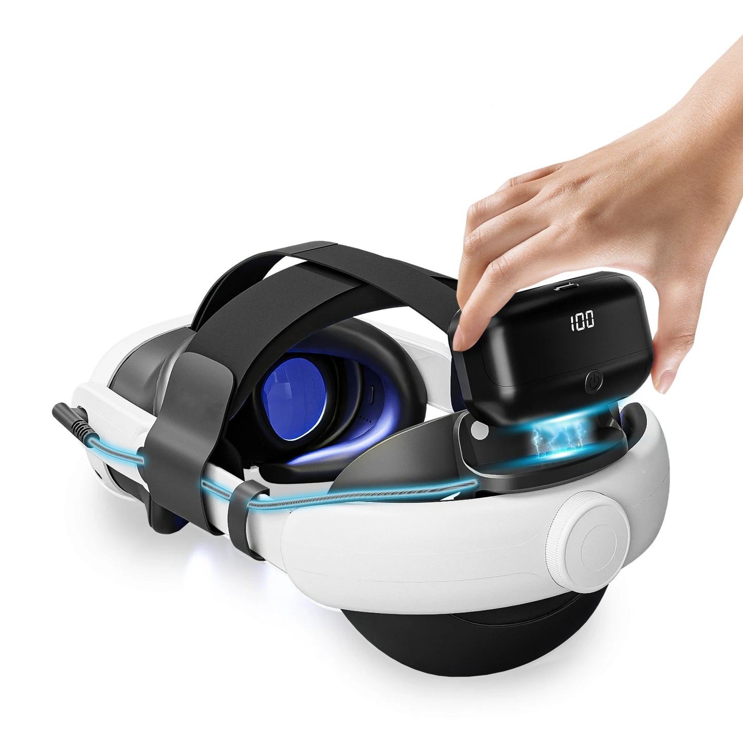 GOMRVR Battery Head Strap compatible with Meta Quest 3/3S Replacement of Elite Strap 20 watt Magnetic Fast Charge 10000 battery