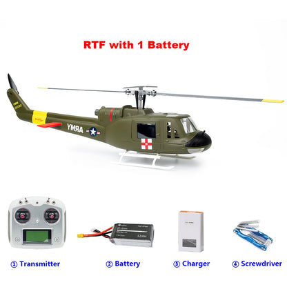FLYWING UH1 V4 Scale RC Helicopter 470 size Helicopter Metal Rotor holder two Carbon Fiber blades UH-1 V3 10CH Scale Helicopter