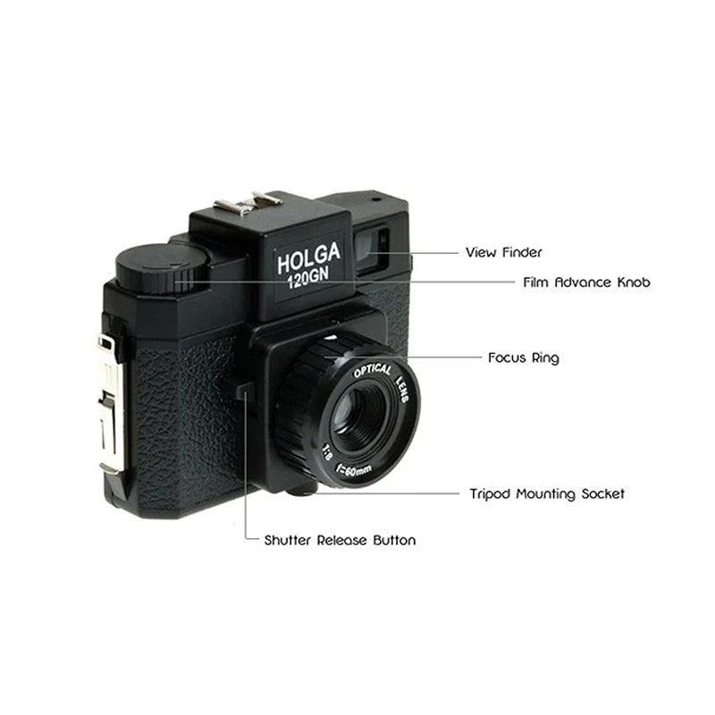 New Holga 120N Retro Point And Shoot Film Camera Lomo Manual Prime Film Camera Lomography Lomo Kodak Fujifilm black