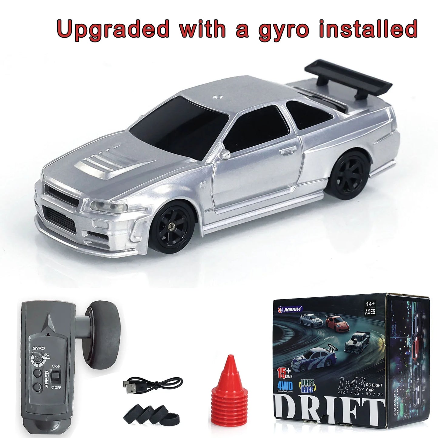 Upgrade Gyro Mini Toys 4WD 1/43 RC Speed Car RTR 2.4G Radio Control Racing Drifting Car Four-wheel Drive High Speed Model Gifts