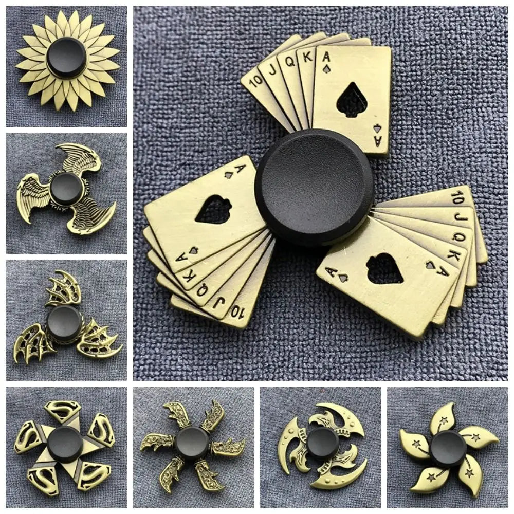 Brass Color Finger Spinner Office Desk Toys ADHD Anxiety Zinc Alloy Fidget Spinner Cool Funny Hand Spinning Adults Gift