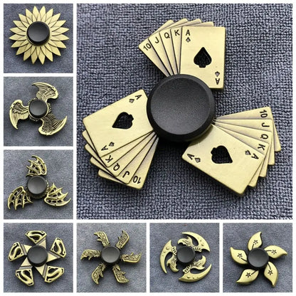 Brass Color Finger Spinner Office Desk Toys ADHD Anxiety Zinc Alloy Fidget Spinner Cool Funny Hand Spinning Adults Gift
