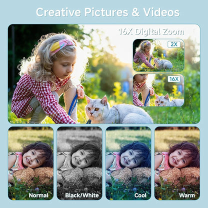 Digital Camera HD 1080P 44MP Digital Camera for Kids Video Camera 16X Digital Zoom Compact Point and Shoot Camera Portable