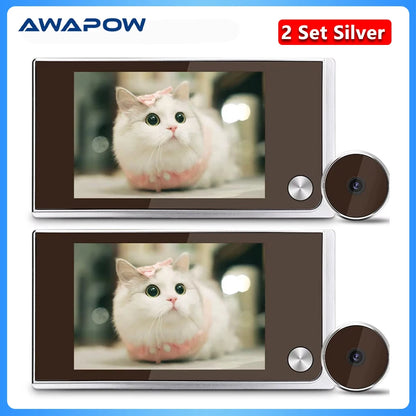 Awapow 3.5 Inch Video Peephole Doorbell Camera 120° Door Viewer Cat Eye Smart Home Outdoor Motion Detection for Home Security