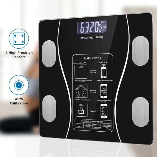 Smart Body Fat Scale Wireless LED Digital Bathroom Weight Scale Body Composition Analyzer Testing Scale