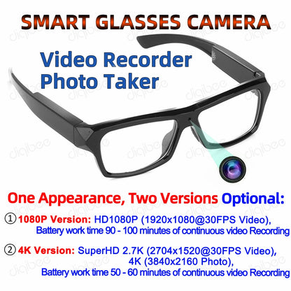 Outdoor Sports Smart Glasses Camera Sunglasses DVR Ultra HD 4K 2K or 1080P Video Recorder Mini Camcorder Eye Protection Webcam