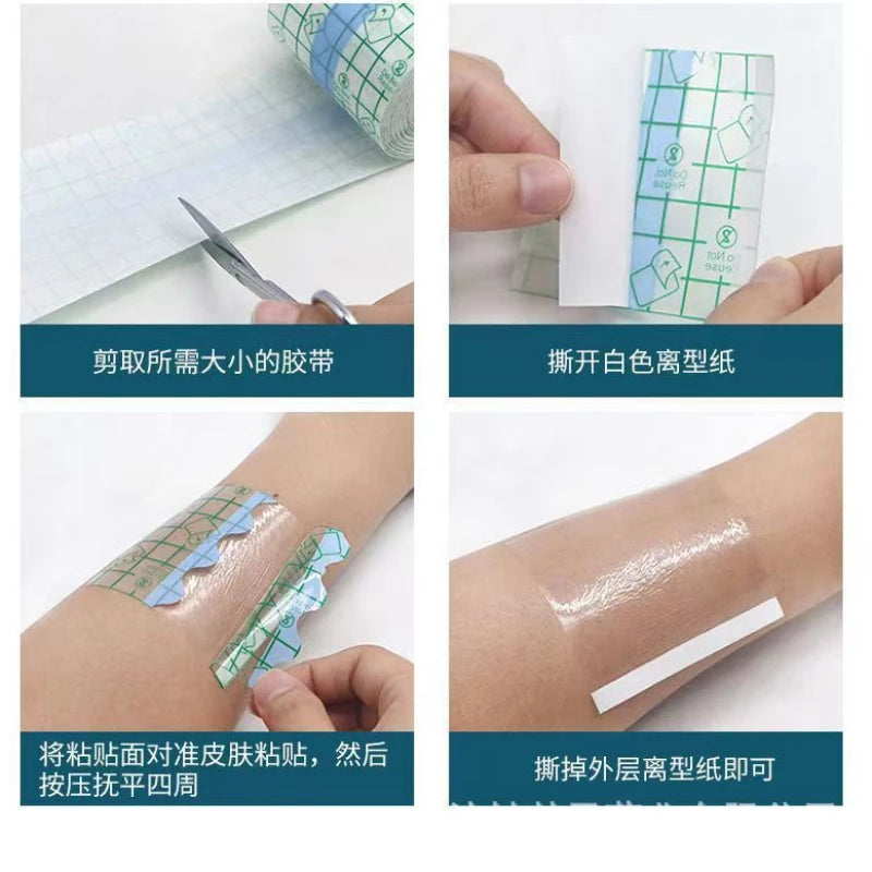 1 Roll Transparent Tape PU Film Adhesive Plaster Waterproof Anti-allergic Wound Dressing Fixation Tape Medical Accessories
