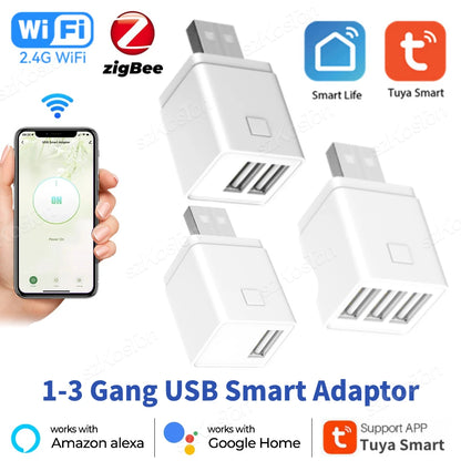 Tuya Smart WiFi Zigbee 1-3 Gang Mini USB Power Adaptor Charging Plug Smart Life APP Timing Voice Control Via for Alexa Google