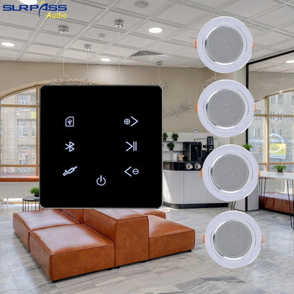 Smart Home Theater Bluetooth Wall Amplifier with Bathroom Ceiling Speakers Stereo Audio Background Music System Music Player