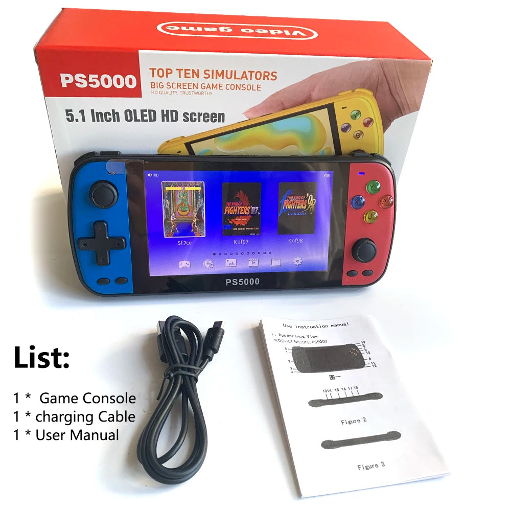 PS5000 Portable Handheld Game Console  for PS1/MAME/MD/NES/SNES Video Gaming Modern Portable 5 inch 3000+ gaming console