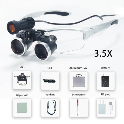 Dental Loupes 2.5/3.5x Black  Magnifier Lab Medical  Magnification Binocular Magnifier Headlight Headlamp 5W Seperately