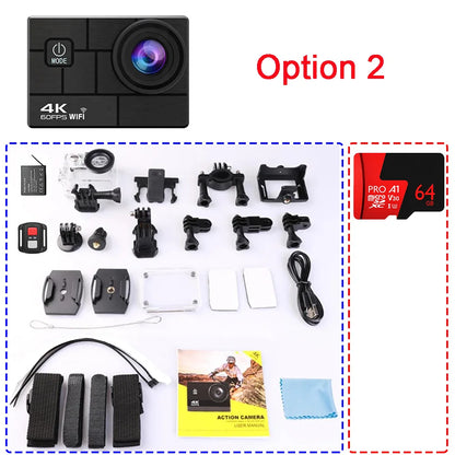 Helmet Action Camera Ultra HD 4K 60FPS 170D 24MP 2.0 LCD EIS WiFi 30M  Waterproof Remote Control Outdoor Sport Video Recorder