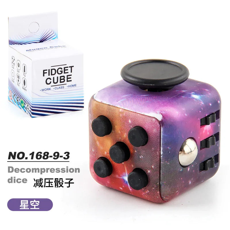 Fashion Decompression Dice Autism Adhd Anxiety Relieve Toy Adult Kids Fingertip Press Button Toys Rainbow Dice Antistress Cube