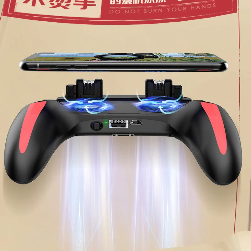 H10 Gaming Handheld Grip Game Controller Joystick Gamepad For Pubg Trigger Cooling Fan Cooler Phone USB powered 5000mAh battery
