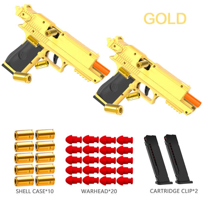 Outdoor Games Gold Desert Eagle Soft Bullet Toy Gun Launcher Automatic Shell Throwing Continuous Pistol Adult Boy Catapult Gifts