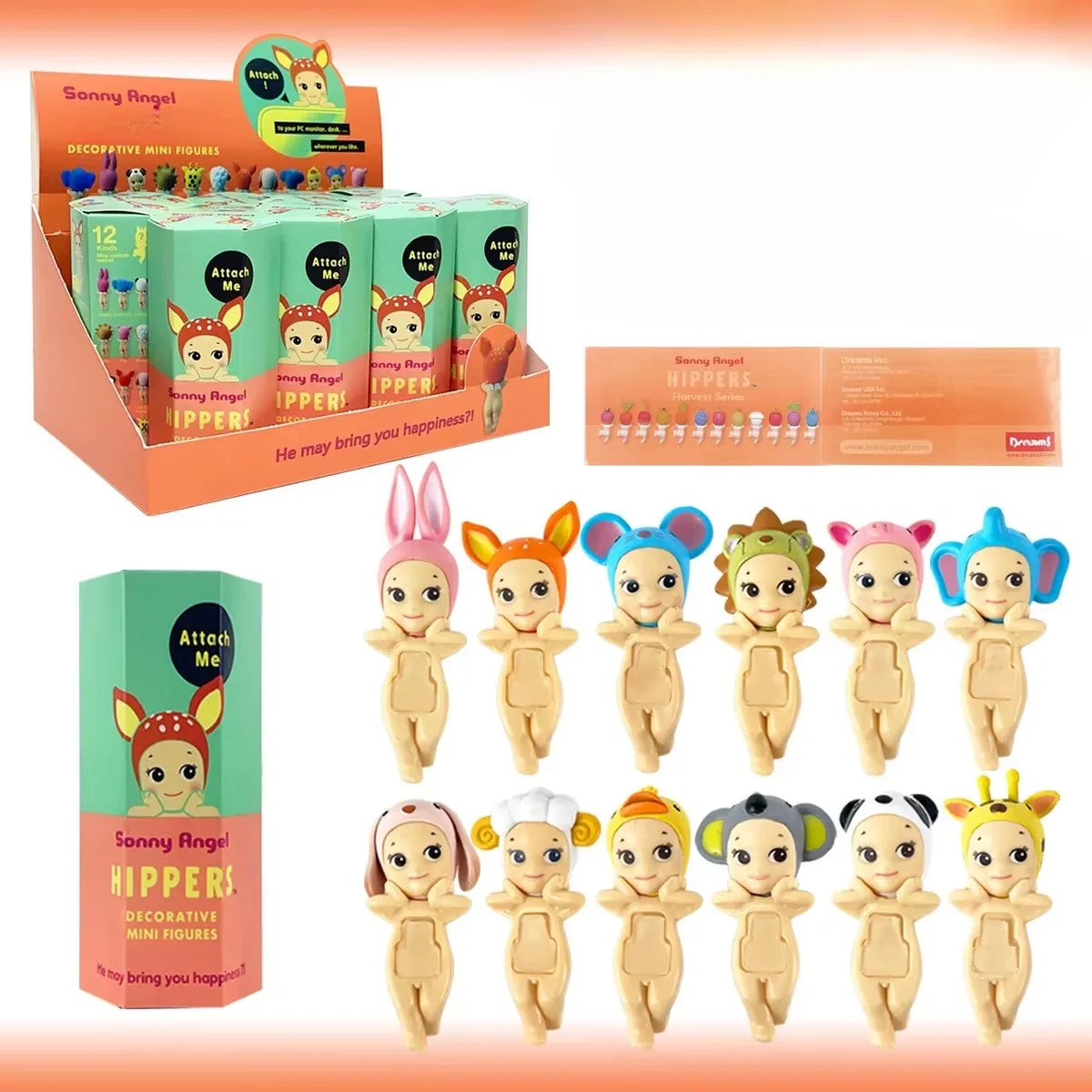 1Set Sonny Angel Blind Box 20th XMAS Love Hippers Back Dreaming Fruit Vegetable Series Toys Adult Figure Doll Valentine's Day