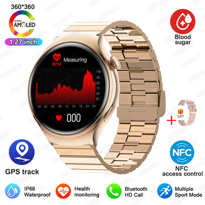 2024 New For Huawei Watch 4 Mini NFC Smart Watch Women AMOLED HD Screen IP68Waterproof Heart Rate Blood Sugar BT Call Smartwatch