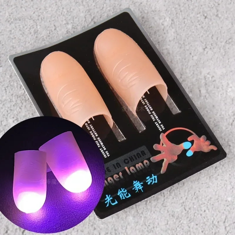 2 Pcs/set Magic Thumbs Light Toys for Adult Magic Trick Props Red Light Led Flashing Fingers Halloween Party Toys for Children