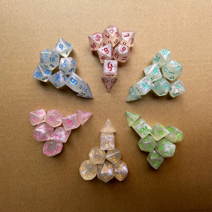 7/10Pcs Double-Colors Polyhedral Dices with Pouch Set D4, D6, D8, D12,D20, D10 for Board Game Role Playing Game Party