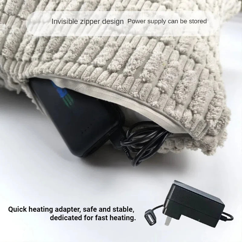 45x45cm USB Electric Cushion Portable Heating Pillow 5-Block Temperature Control Menstrual Cramps Period Pain Relief Heated Pad