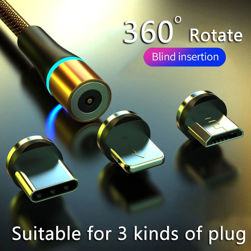 USB C Magnetic Cable Fast charge 3A Micro USB Type C 360 Magnet Fast Charger For iPhone Samsung Android Mobile Phone Cable