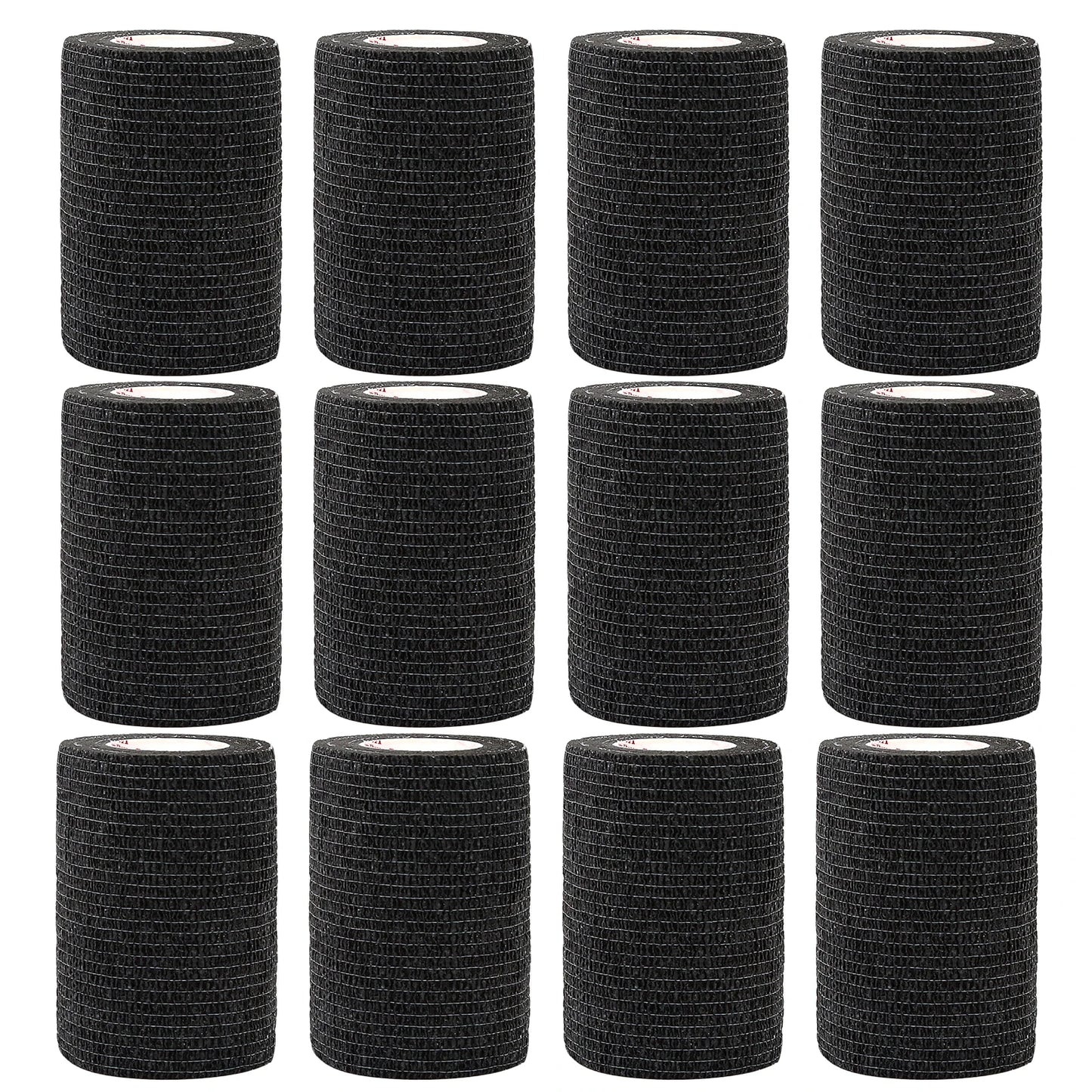 24Rolls Kindmax Self Adhesive Bandage Black, Elastic Breathable Sports Non-woven Wrap Finger Tape For Wrist Ankle First Aid