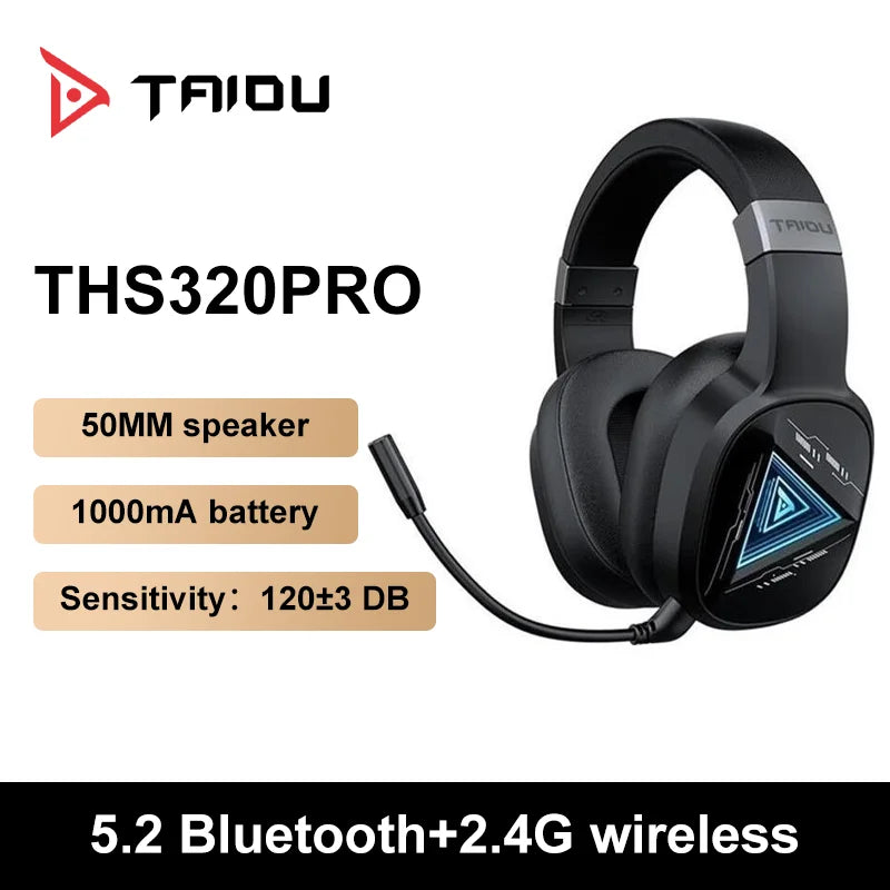 TAIDU THS320 PRO High Quality Wireless Bluetooth Headphones Surround Sound Esports Gaming Earphone  RGB Headsets  Microphones