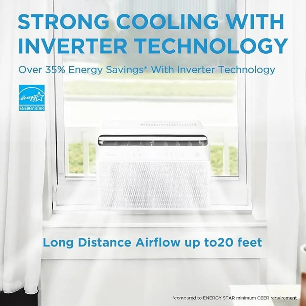12,000BTU U-Shaped Smart Inverter Air Conditioner–Cools up to 550Sq. Ft. Ultra Quiet with Open Window Flexibility Remote Control