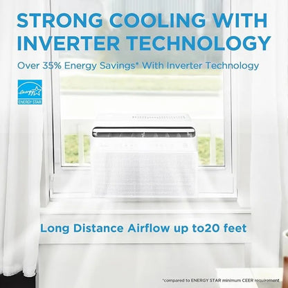 12,000BTU U-Shaped Smart Inverter Air Conditioner–Cools up to 550Sq. Ft. Ultra Quiet with Open Window Flexibility Remote Control