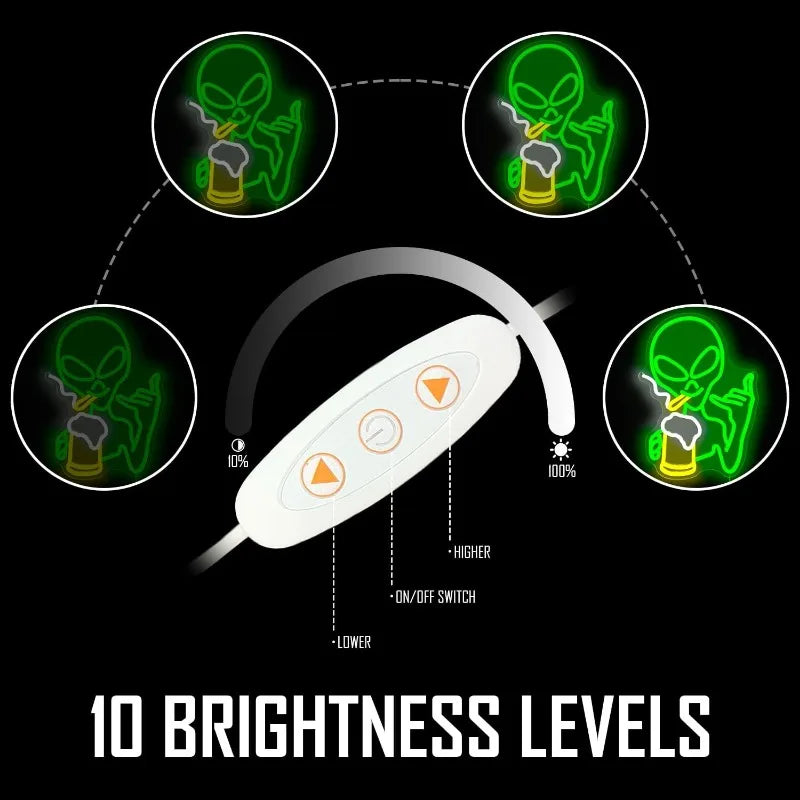 XM Green Alien Neon Light for Wall Decor Dimmable Man Cave Neon Sign LED Neon Sign Bedroom Hip Hop Party Game Room Beer Bar Gift