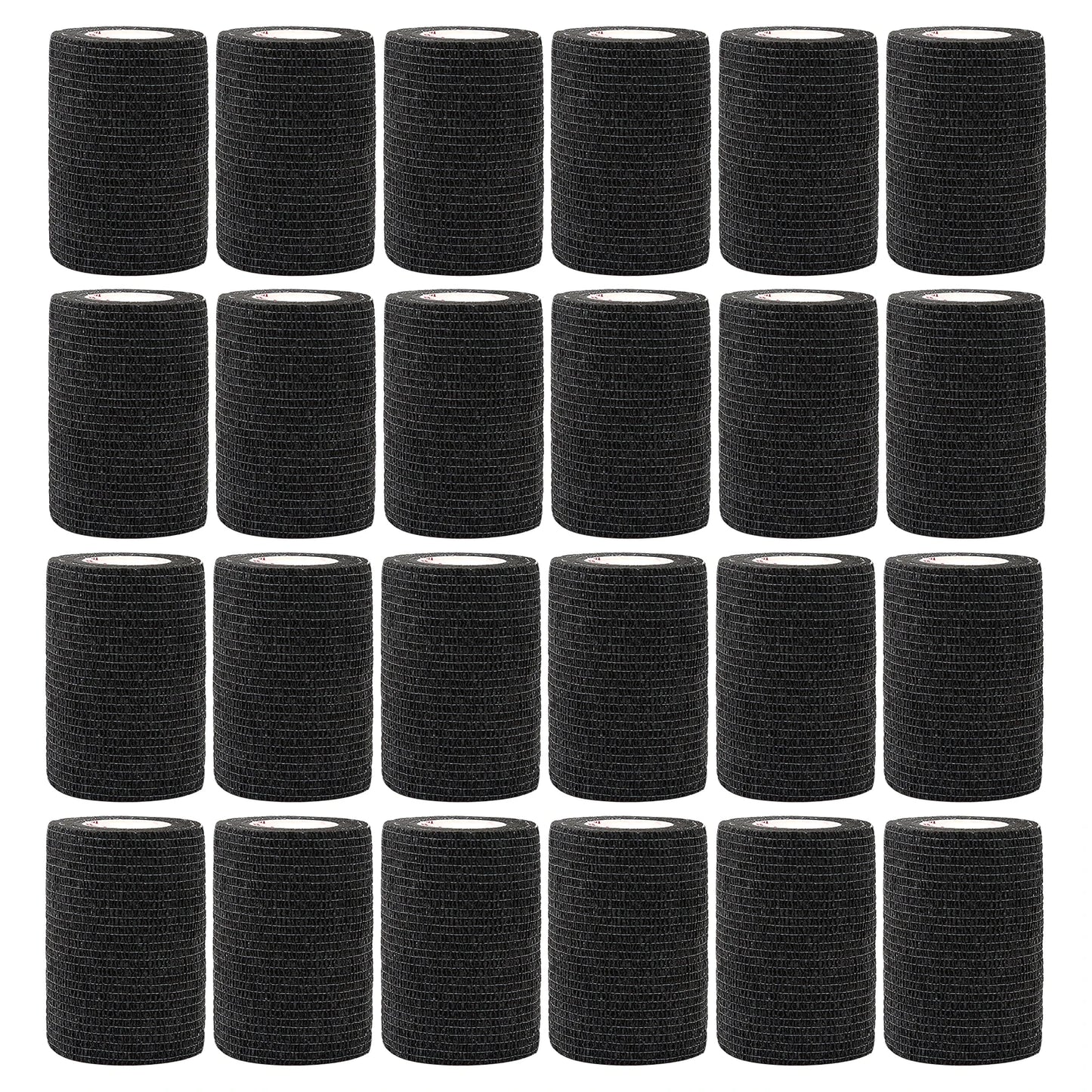 24Rolls Kindmax Self Adhesive Bandage Black, Elastic Breathable Sports Non-woven Wrap Finger Tape For Wrist Ankle First Aid