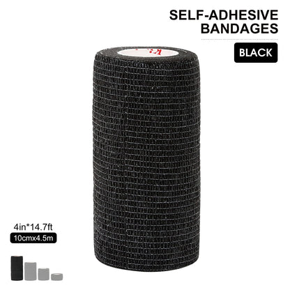 24Rolls Kindmax Self Adhesive Bandage Black, Elastic Breathable Sports Non-woven Wrap Finger Tape For Wrist Ankle First Aid