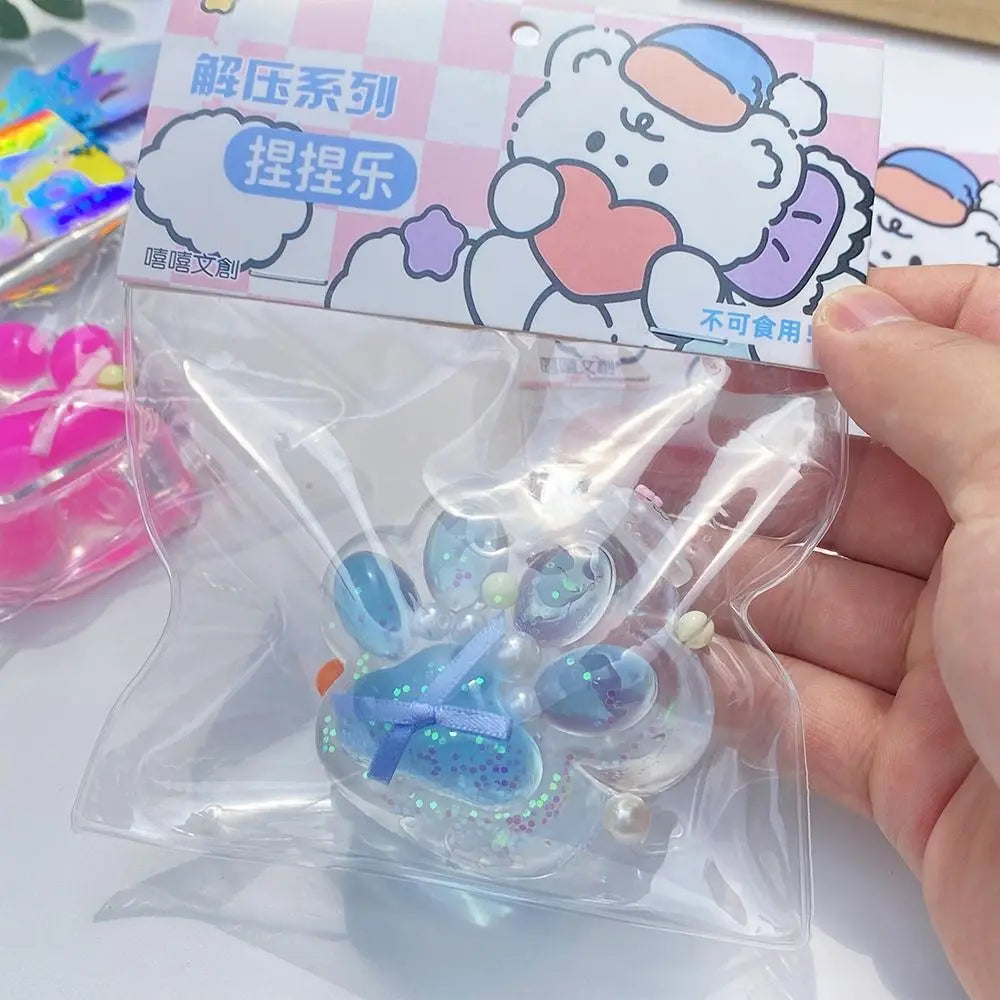 Cartoon Cat Claw Squeeze Pinching Transparent Toy Cute Cat Paw Slow Rebound Decompression Toy Kids Stress Release Vent Toy